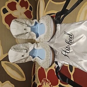 Yosi Samra Hitched White Glitter Flats